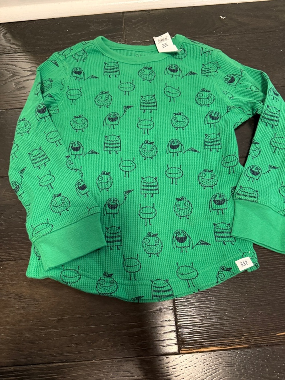 GAP Green Long-Sleeve Kids Monster Thermal Tee